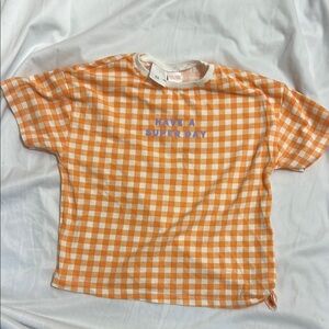 Zara (3-4yrs)Orange Checkered Kids Tee